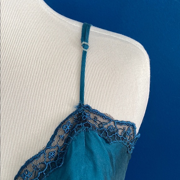 Victoria’s Secret Teal Lace Trim Slip Dress Lingerie - Picture 6 of 7